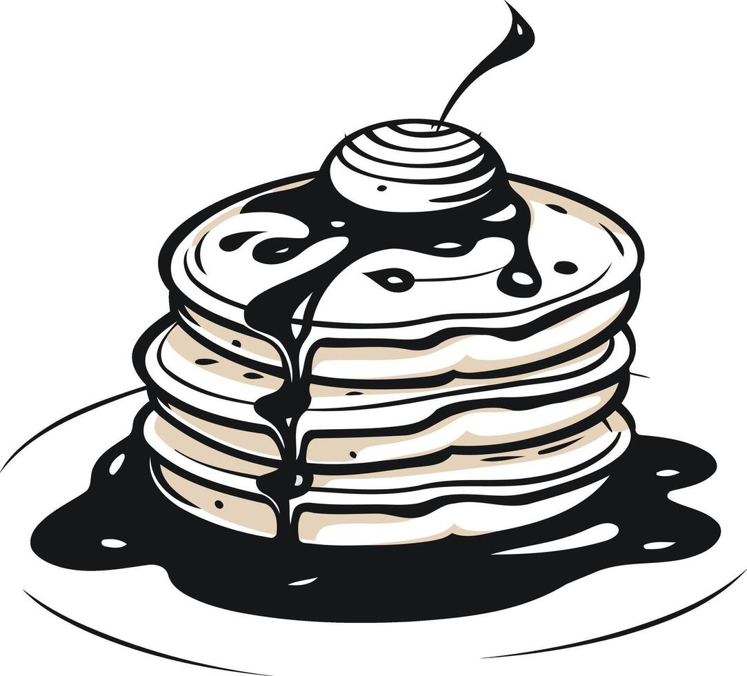 Delicious Stack of Pancakes with Syrup and a Cherry vector