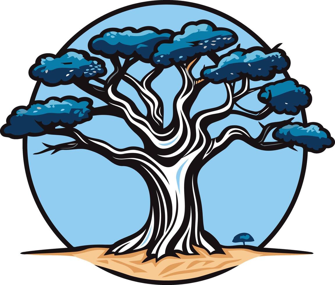 Blue Tree Illustration on Blue Background vector