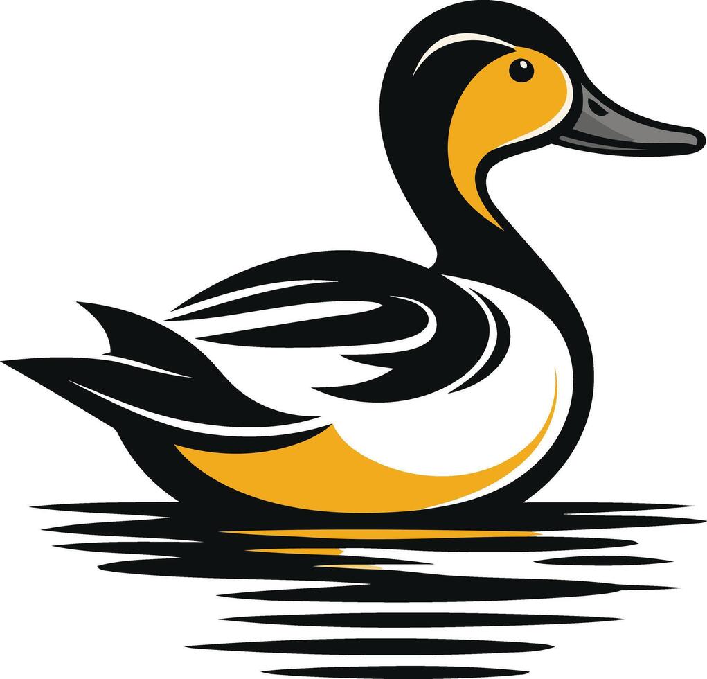 Cartoon Duck Swimming in Water vector