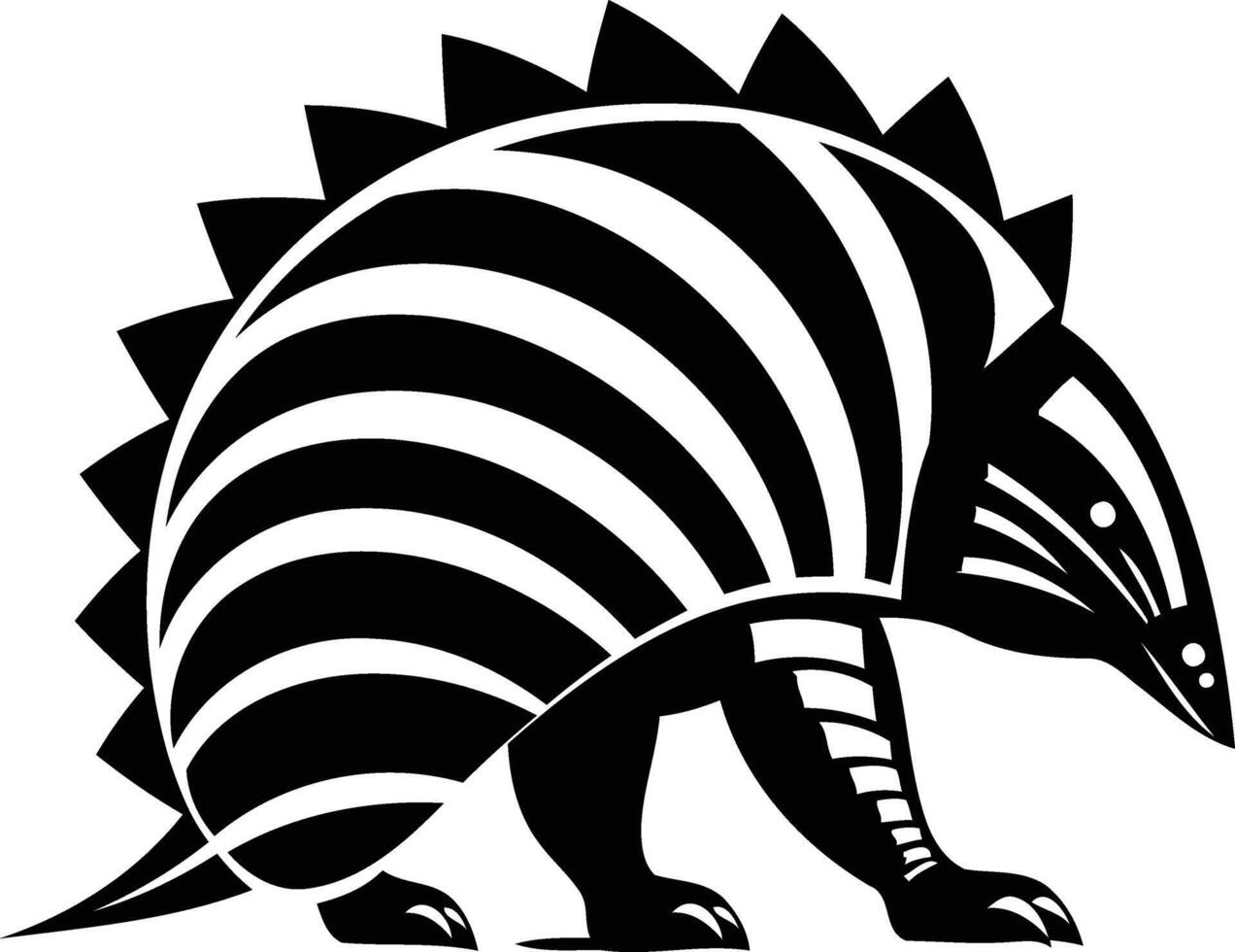 Stylized black and white illustration of an armadillo, perfect for tattoos, logos, or branding vector