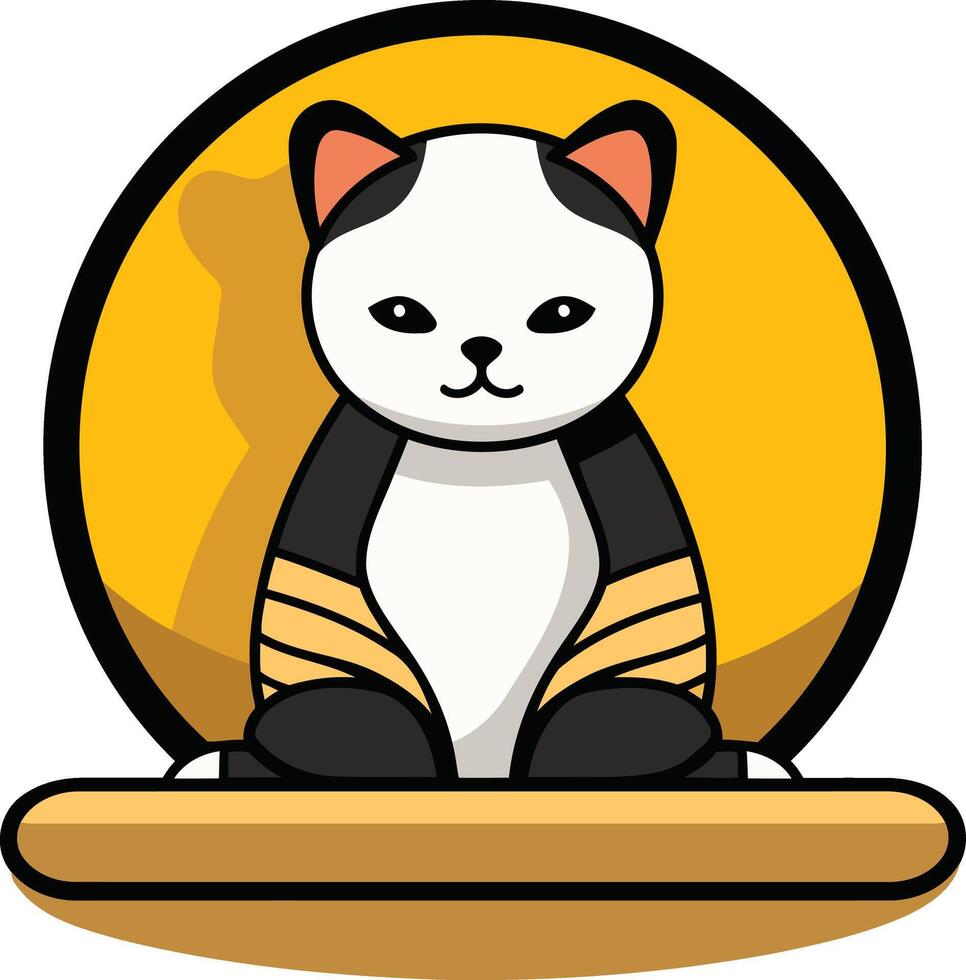 Cartoon Cat in Bandages Sitting in a Circle vector