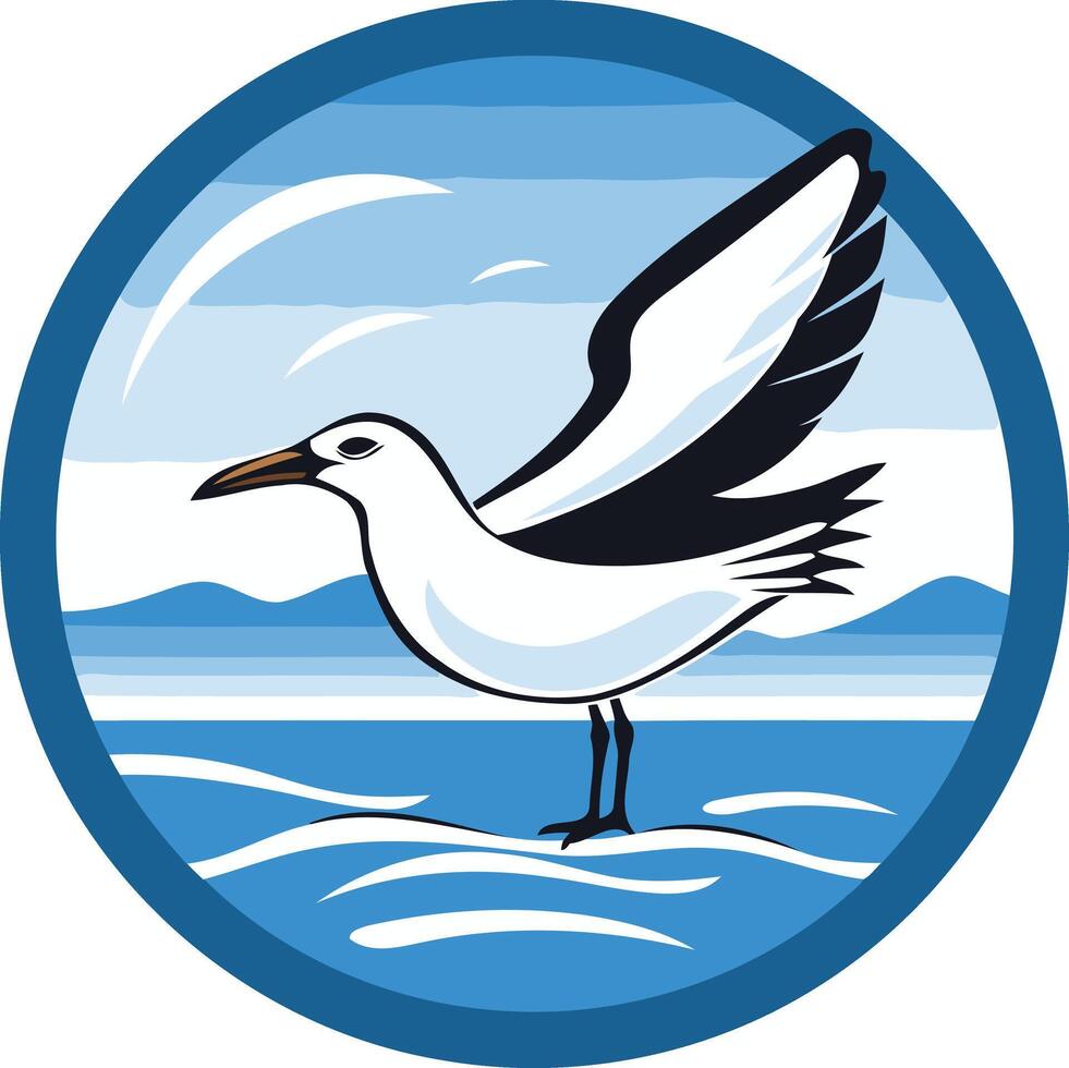 Seagull on the Ocean Waves vector