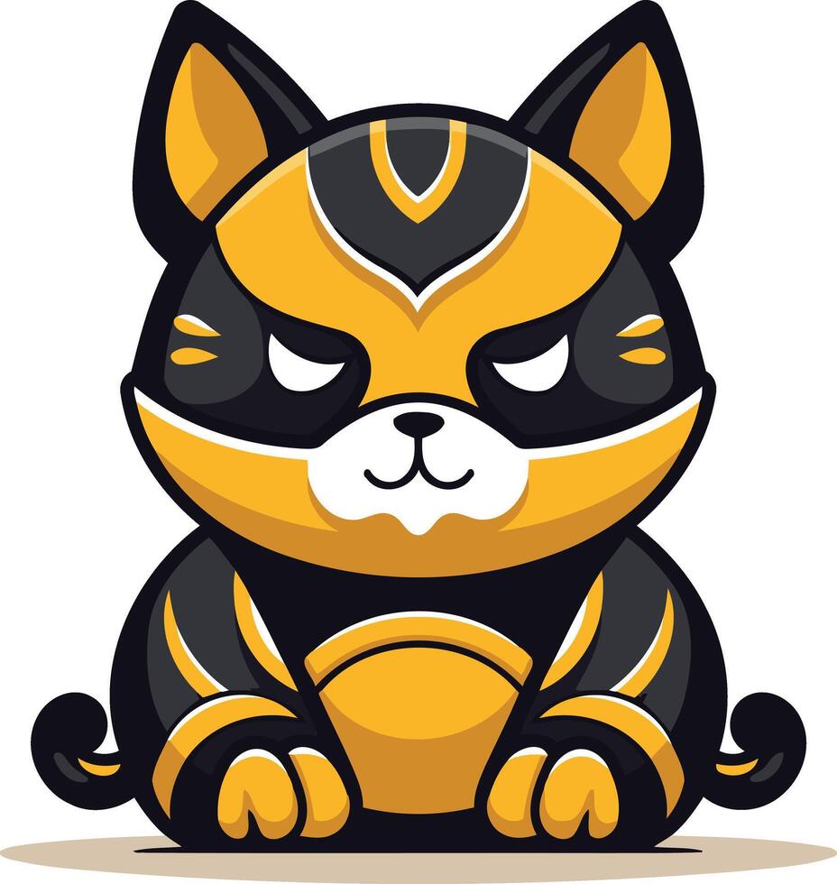 Superhero Cat in a Black and Yellow Suit vector