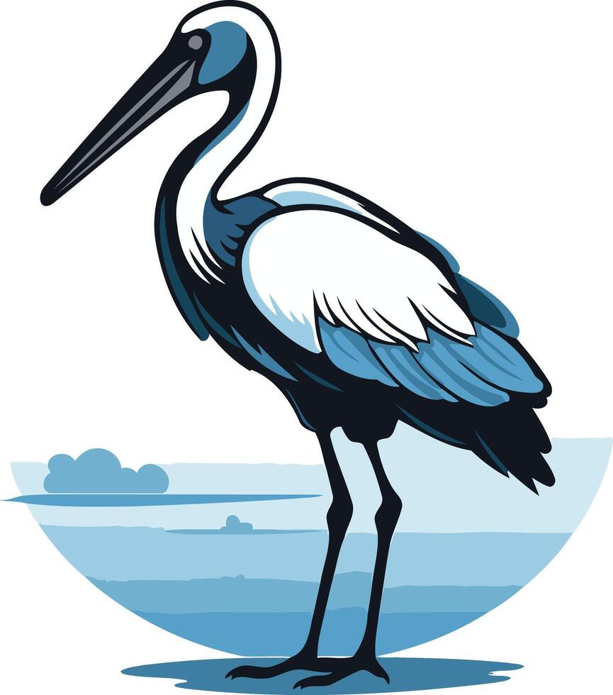 Blue Heron in a Blue Landscape vector