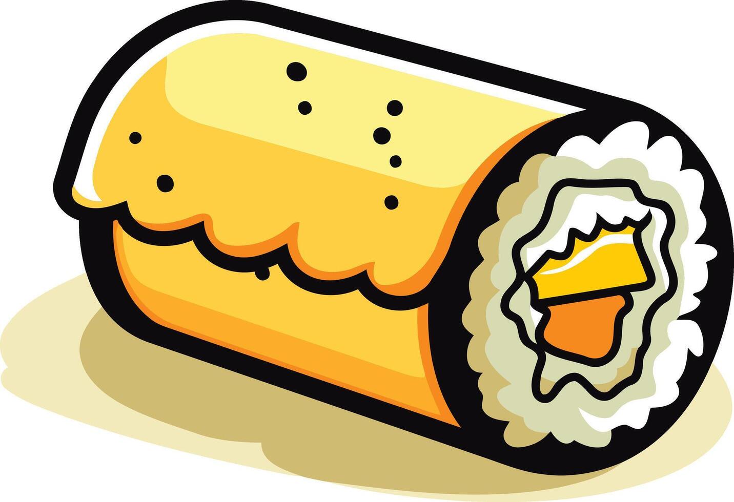 Cartoon Illustration of a Yellow Sushi Roll vector