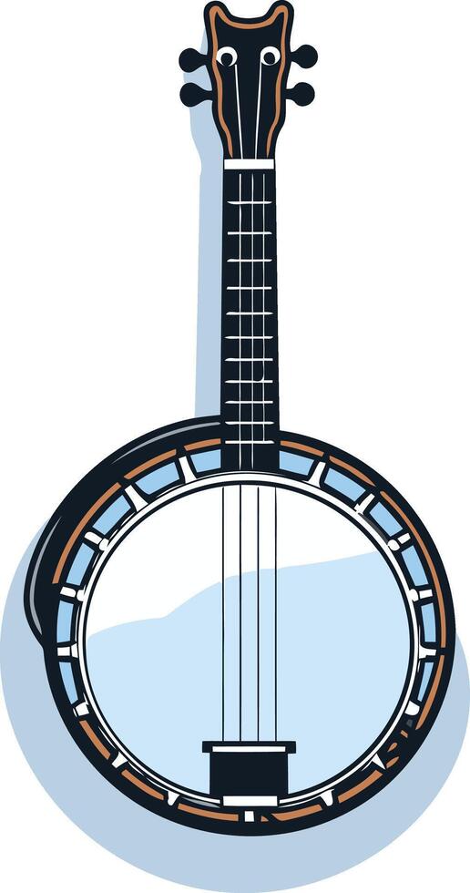 Illustrated Banjo with a Blue Soundhole vector