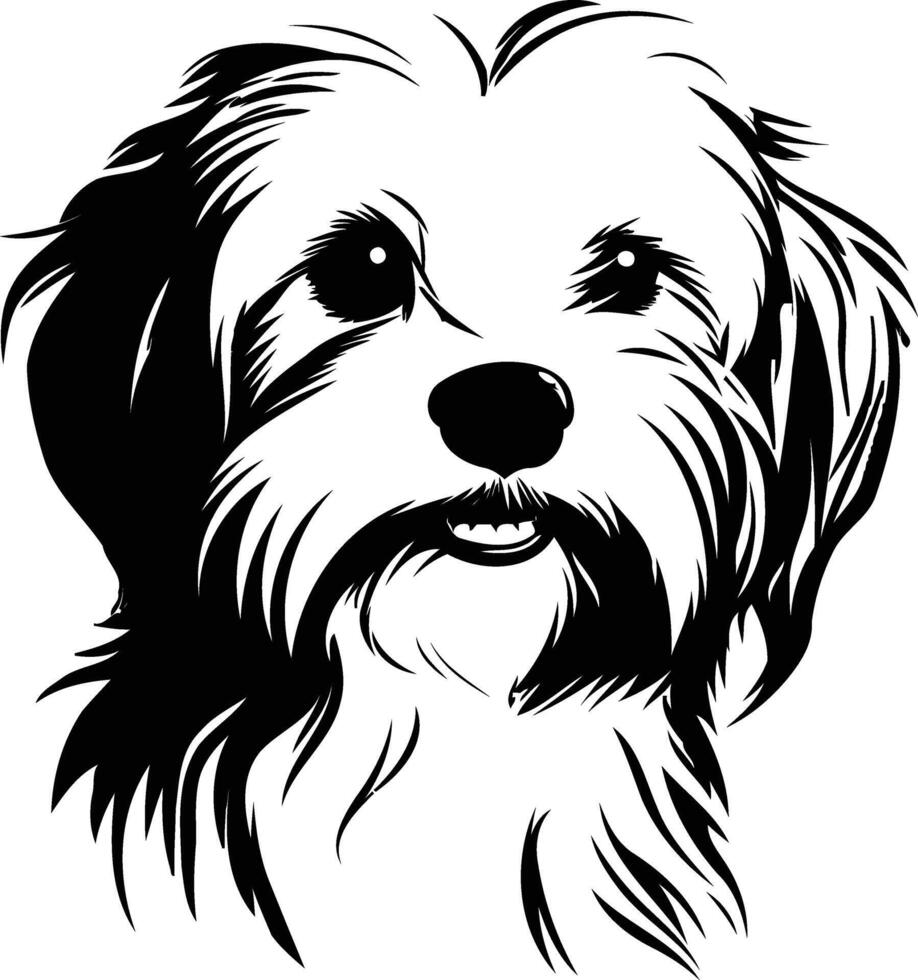 A simple black and white illustration of a cute dog vector