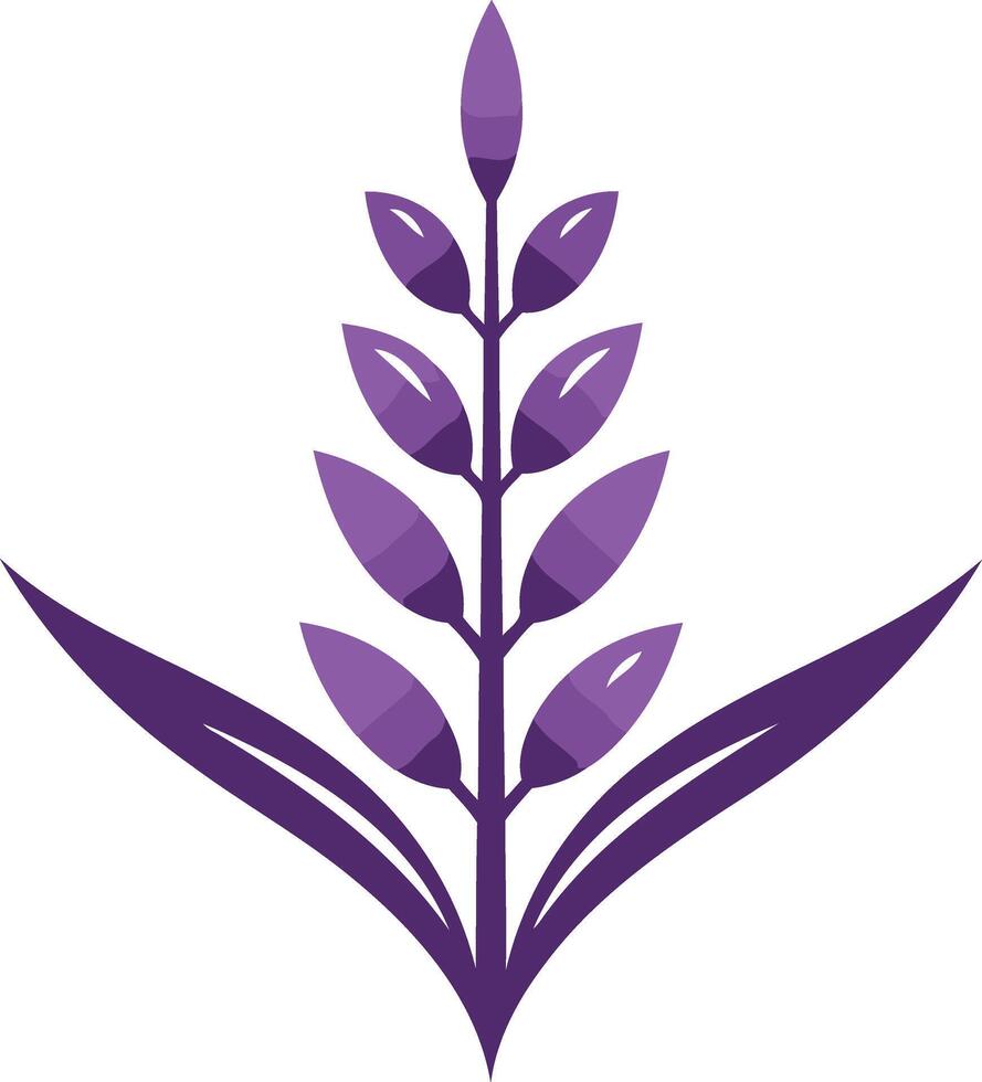 Purple Flower with Leaves on a White Background vector