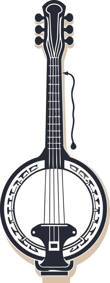 Banjo Illustration in Black and White vector