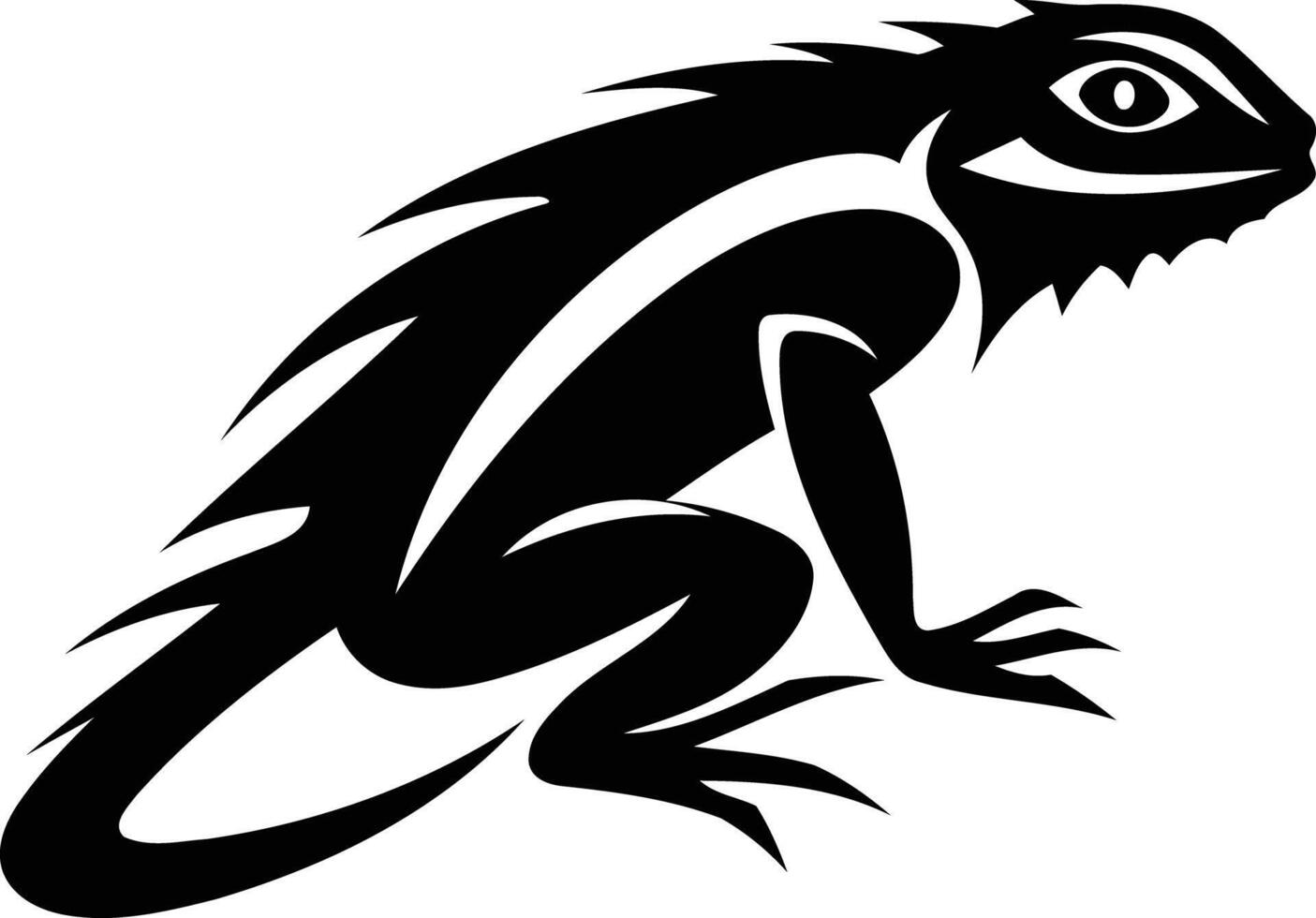 Stylized black and white silhouette of a lizard vector
