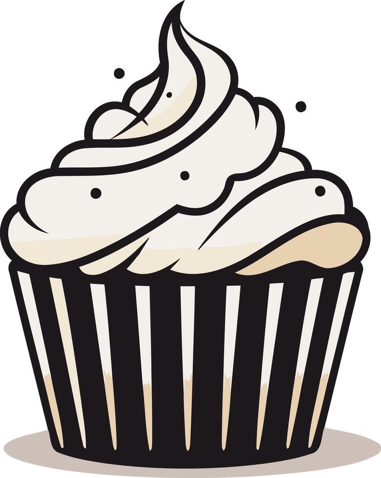 Cartoon Cupcake with Whipped Cream and Sprinkles vector