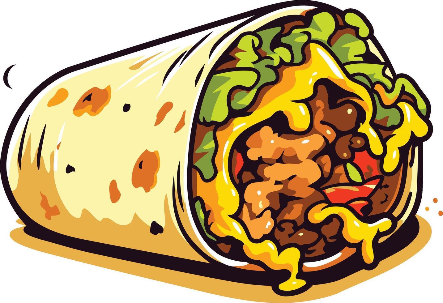 Delicious Burrito with Cheesy Filling vector
