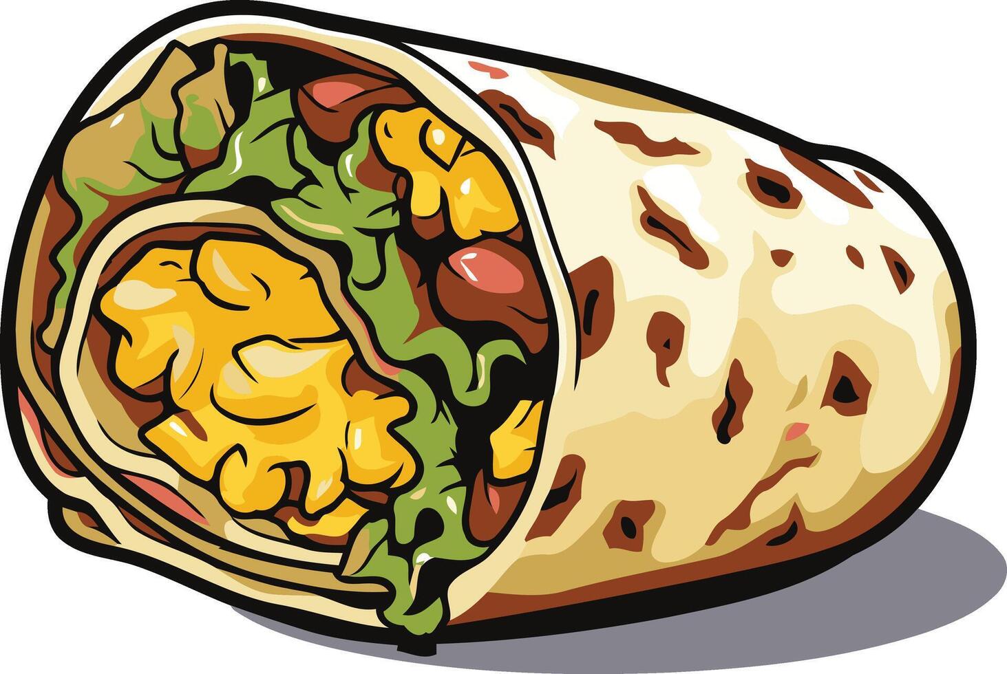 Delicious Burrito with Filling vector