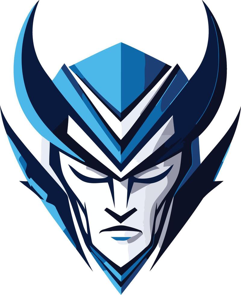 Blue and White Warrior Face Logo vector