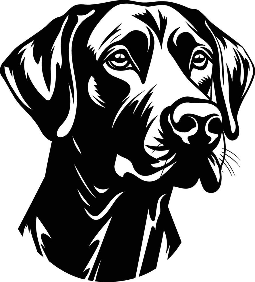 Black and white illustration of a dog's head, perfect for branding, logos, and t-shirt designs vector