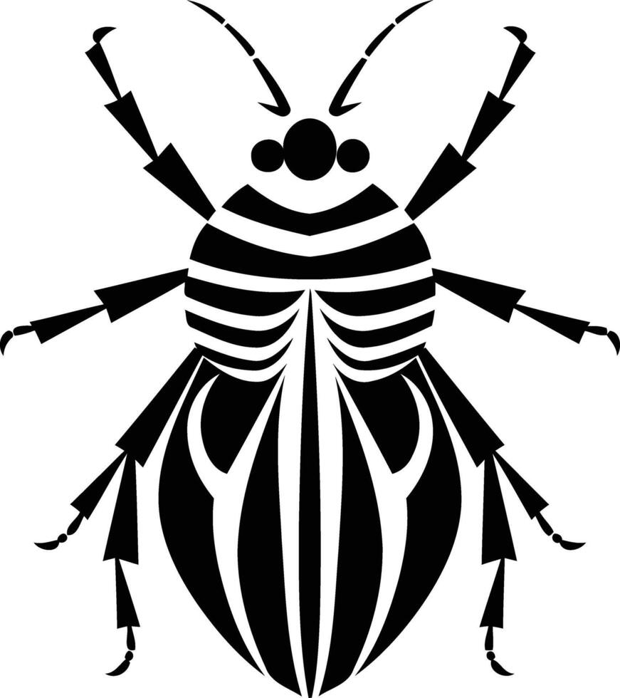 Stylized black and white beetle illustration, perfect for tattoo design, branding, or graphic design projects vector