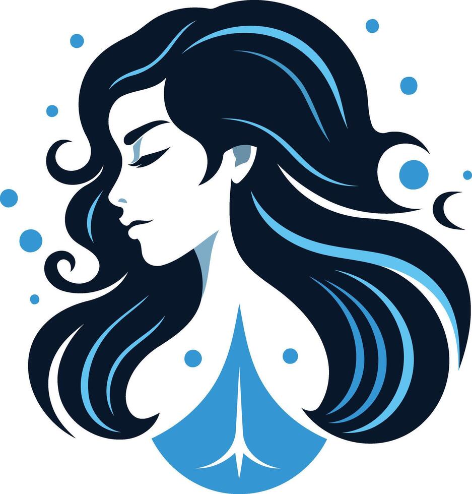 Abstract Portrait of a Woman With Flowing Hair vector