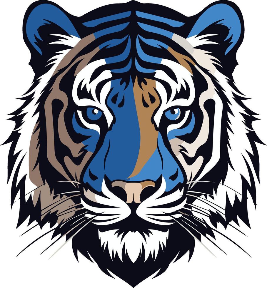Blue Tiger Head, A Striking Illustration 49258892 Vector Art at Vecteezy