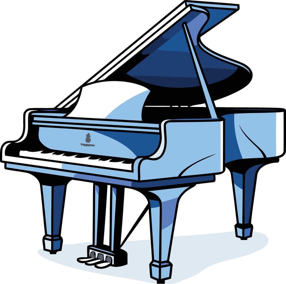 Blue Grand Piano with Open Lid vector