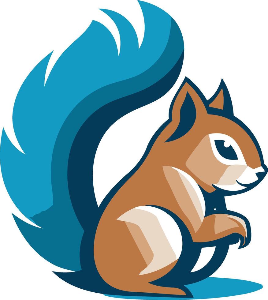 Stylized Squirrel with a Blue Tail vector