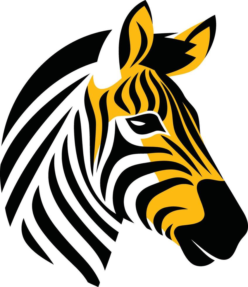 Zebra Head with Black and Yellow Stripes vector