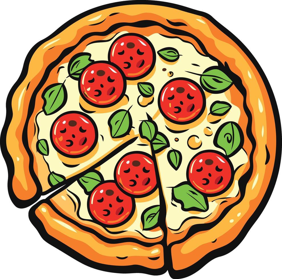 Pepperoni Pizza with a Slice Removed vector