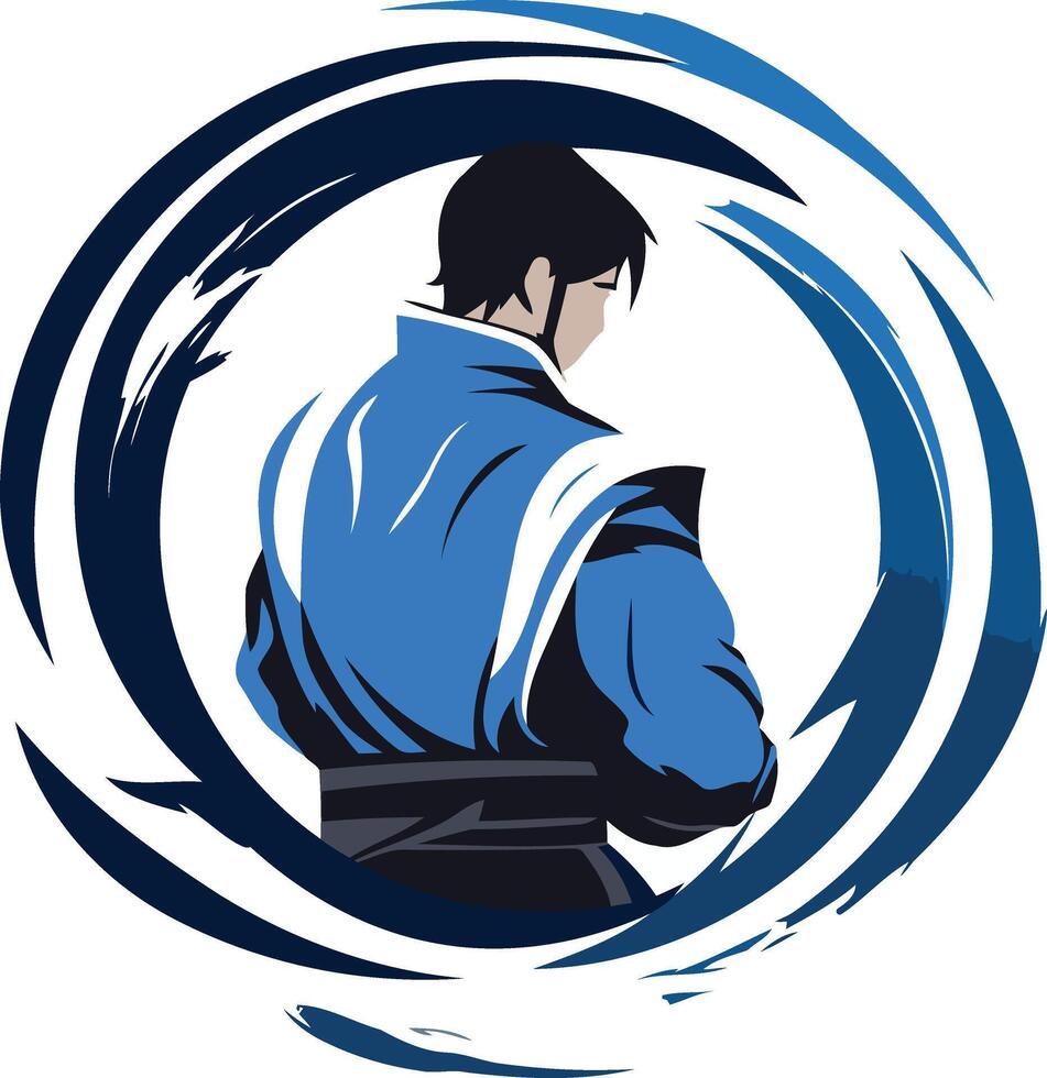Blue Warrior in Motion vector