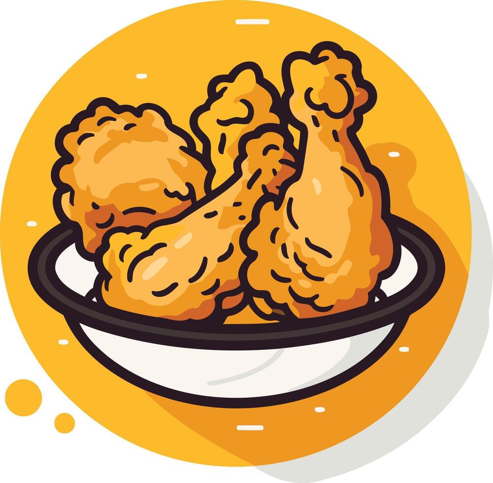 Cartoon Illustration of Fried Chicken vector