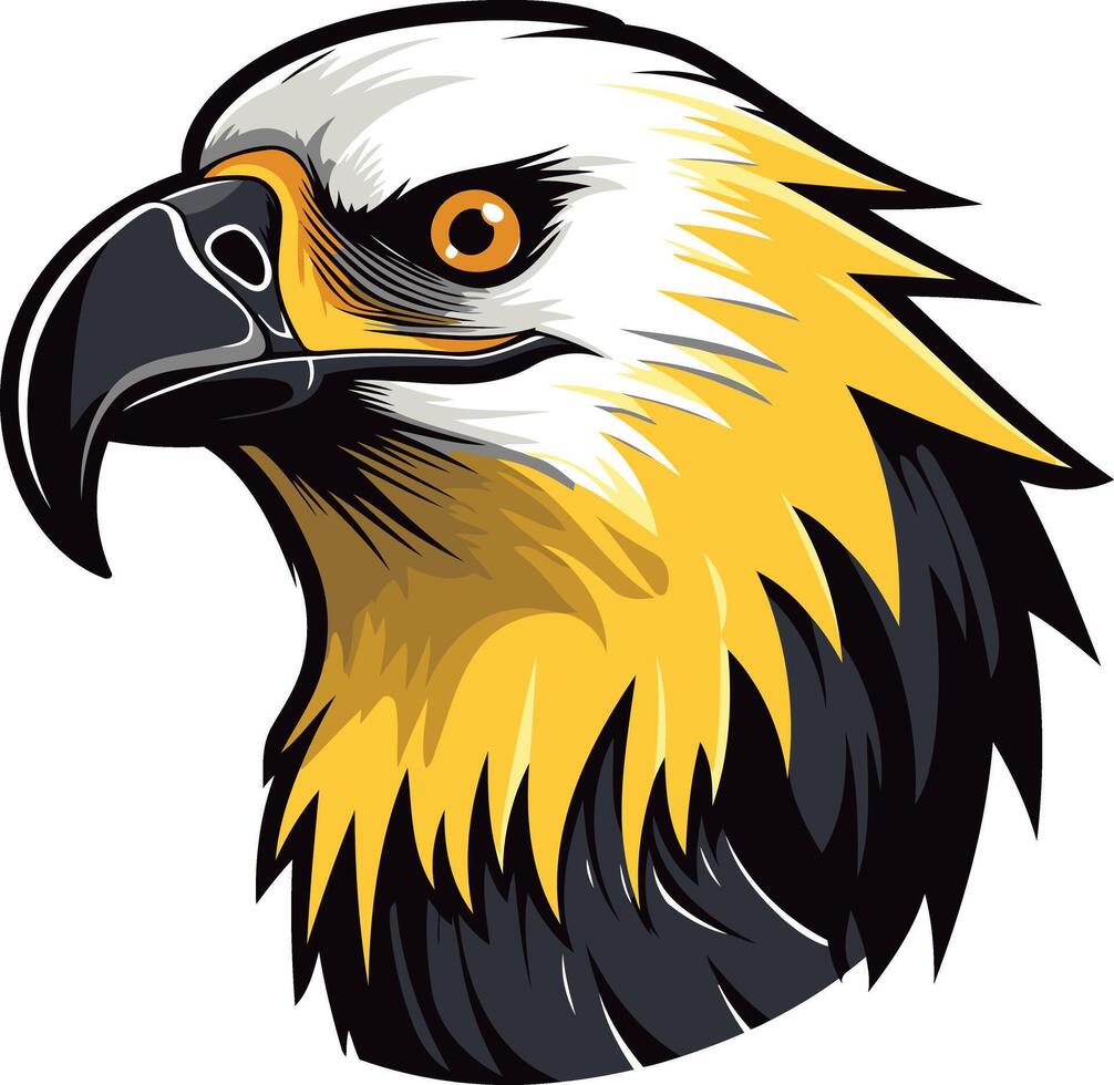 Eagle Head Illustration with Yellow and Black Feathers vector