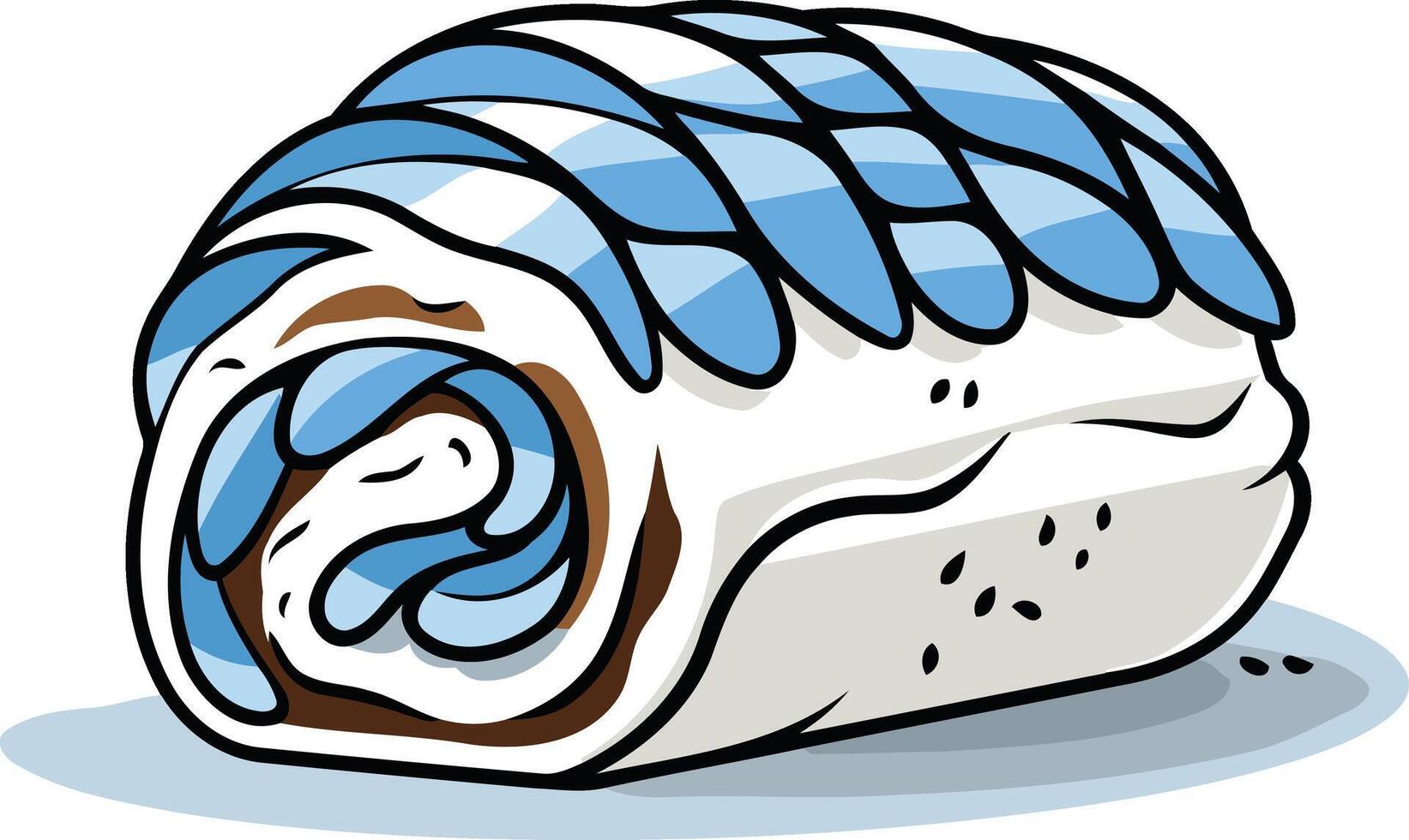 Blue and White Swirled Cake Roll vector
