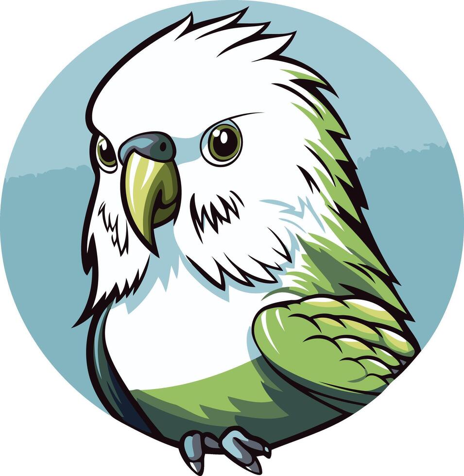 Illustration of a White and Green Budgie vector