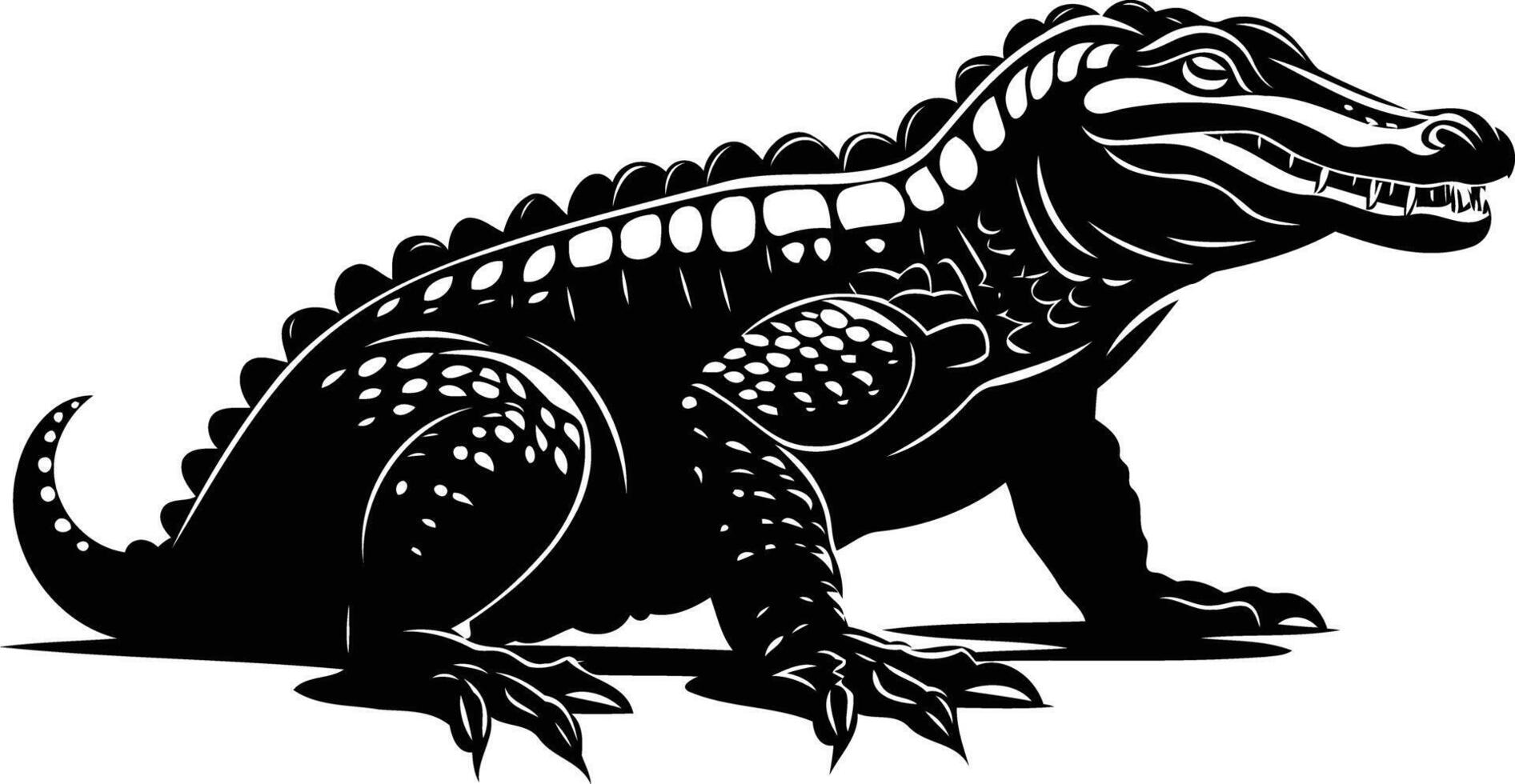 Black and white silhouette of an alligator vector