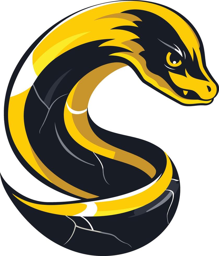 Yellow and Black Snake Logo Design vector