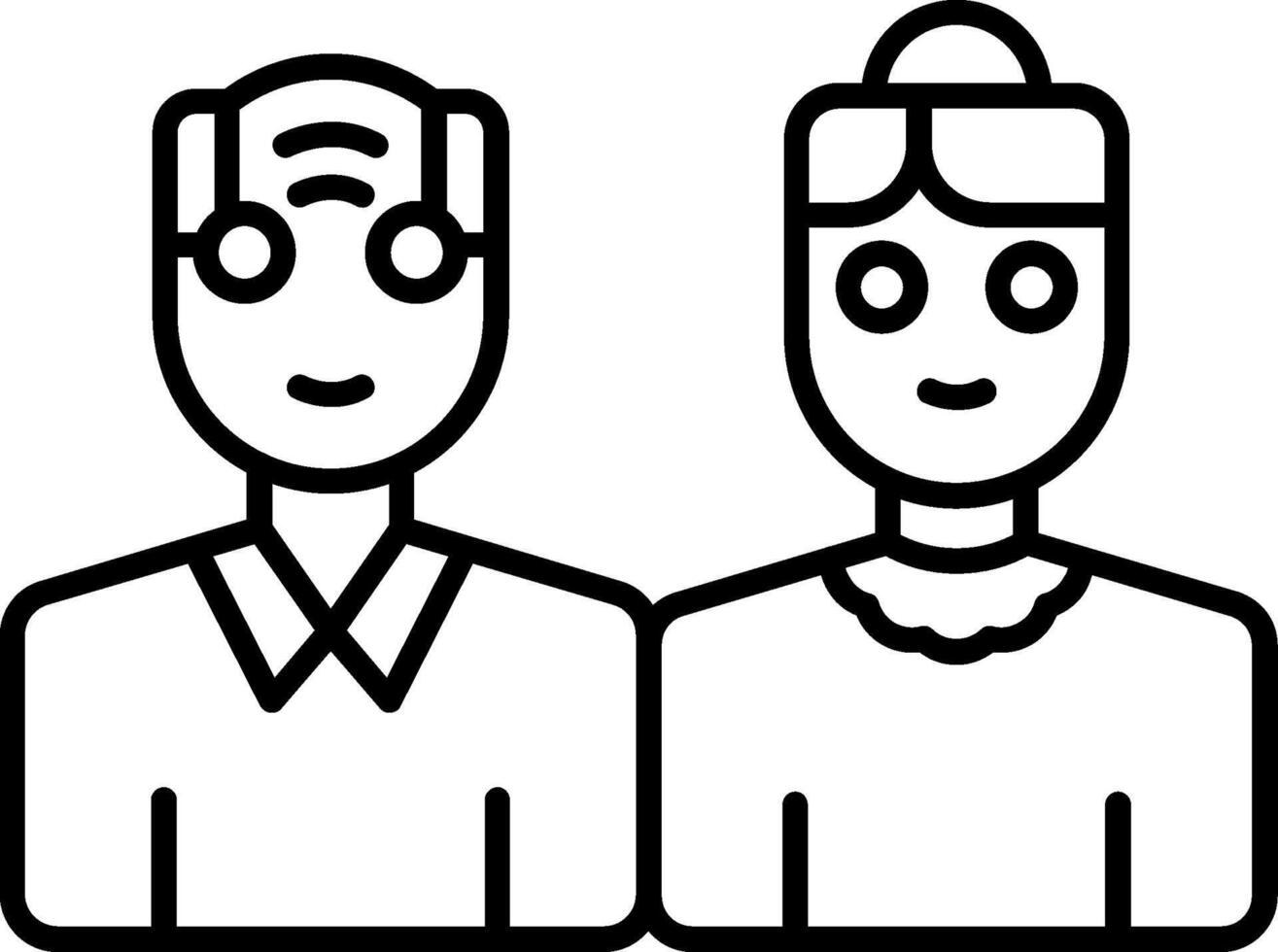 Senior Couple Line Icon vector