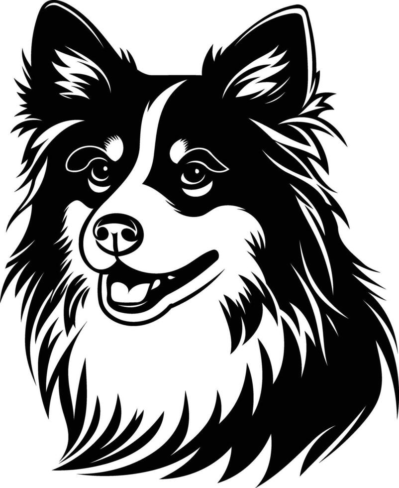 A simple yet striking black and white illustration of a friendly dog's head, perfect for pet-related designs vector