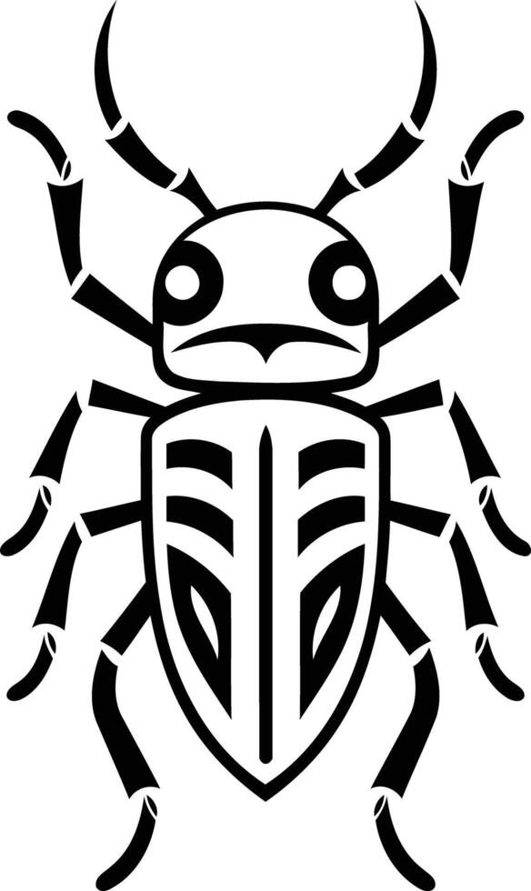 Stylized black and white beetle illustration, perfect for tattoo designs, branding, or insect-themed projects vector