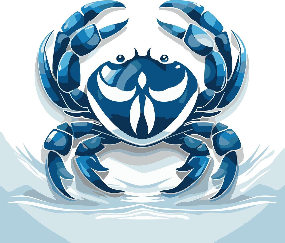 Blue Cartoon Crab Illustration vector