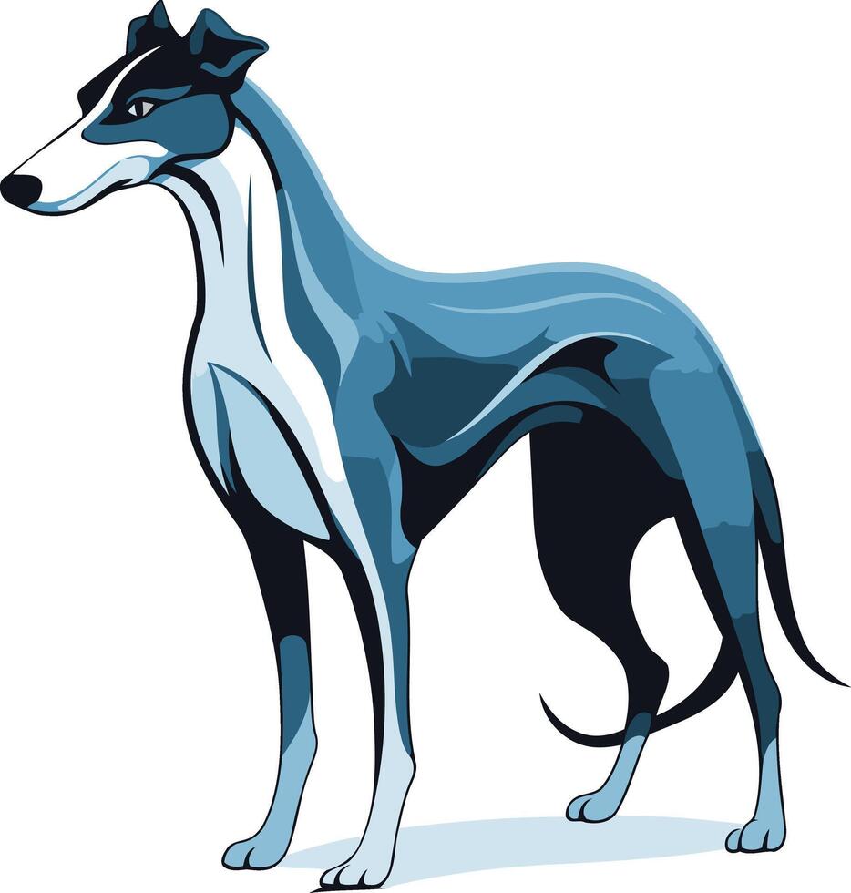 Silhouetted Greyhound in Blue Hues vector