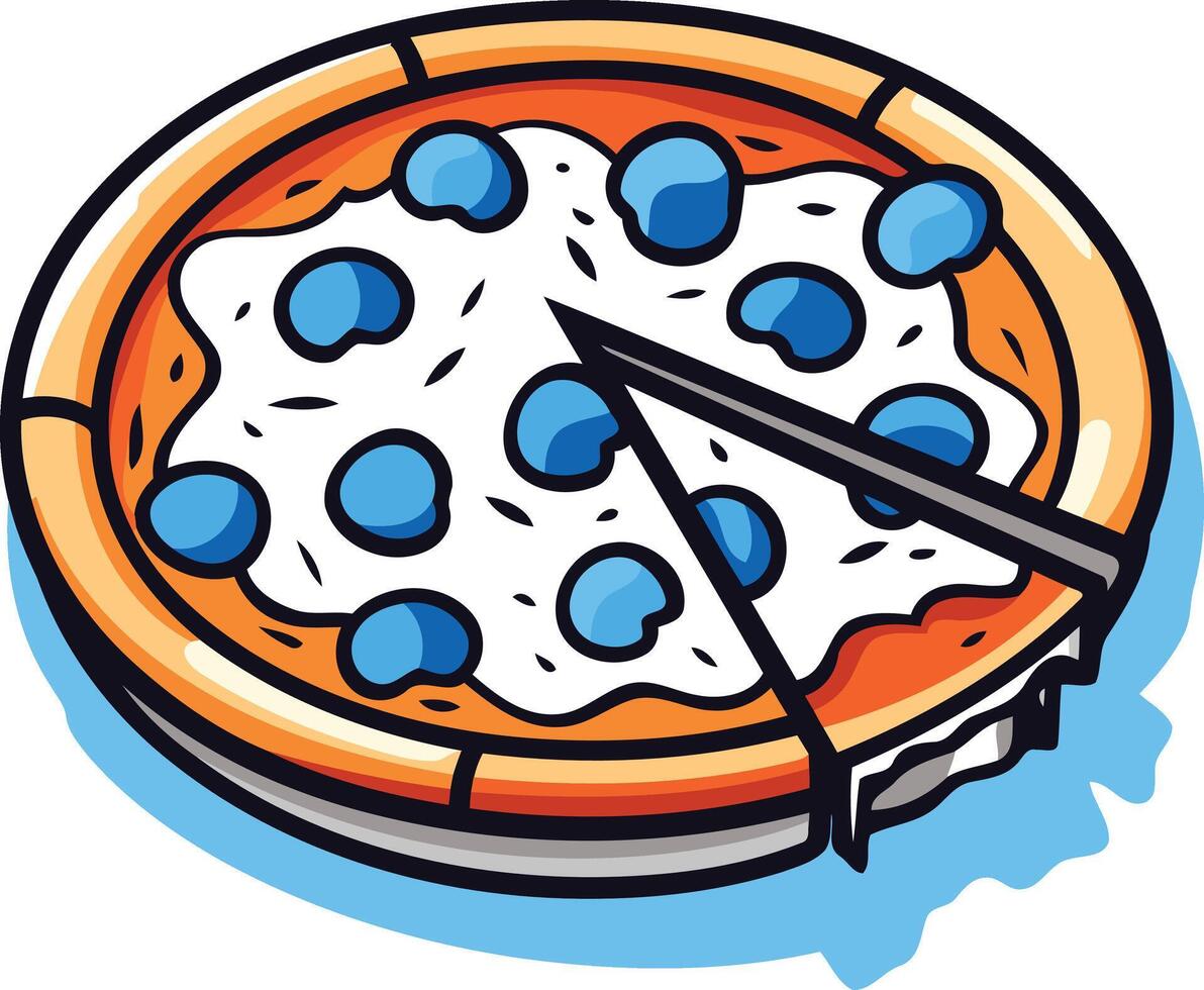 Cartoon Blueberry Pizza with a Missing Slice vector