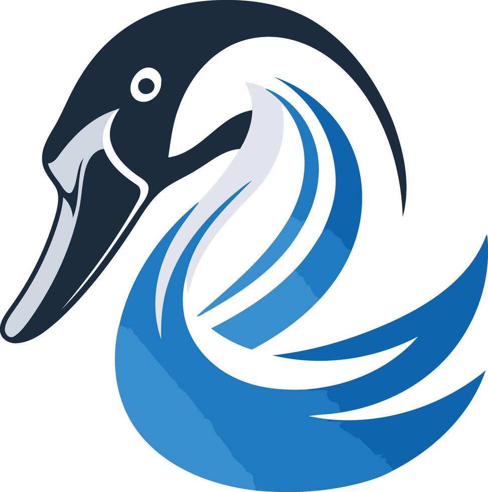 Abstract Swan Logo Design in Blue and Gray vector