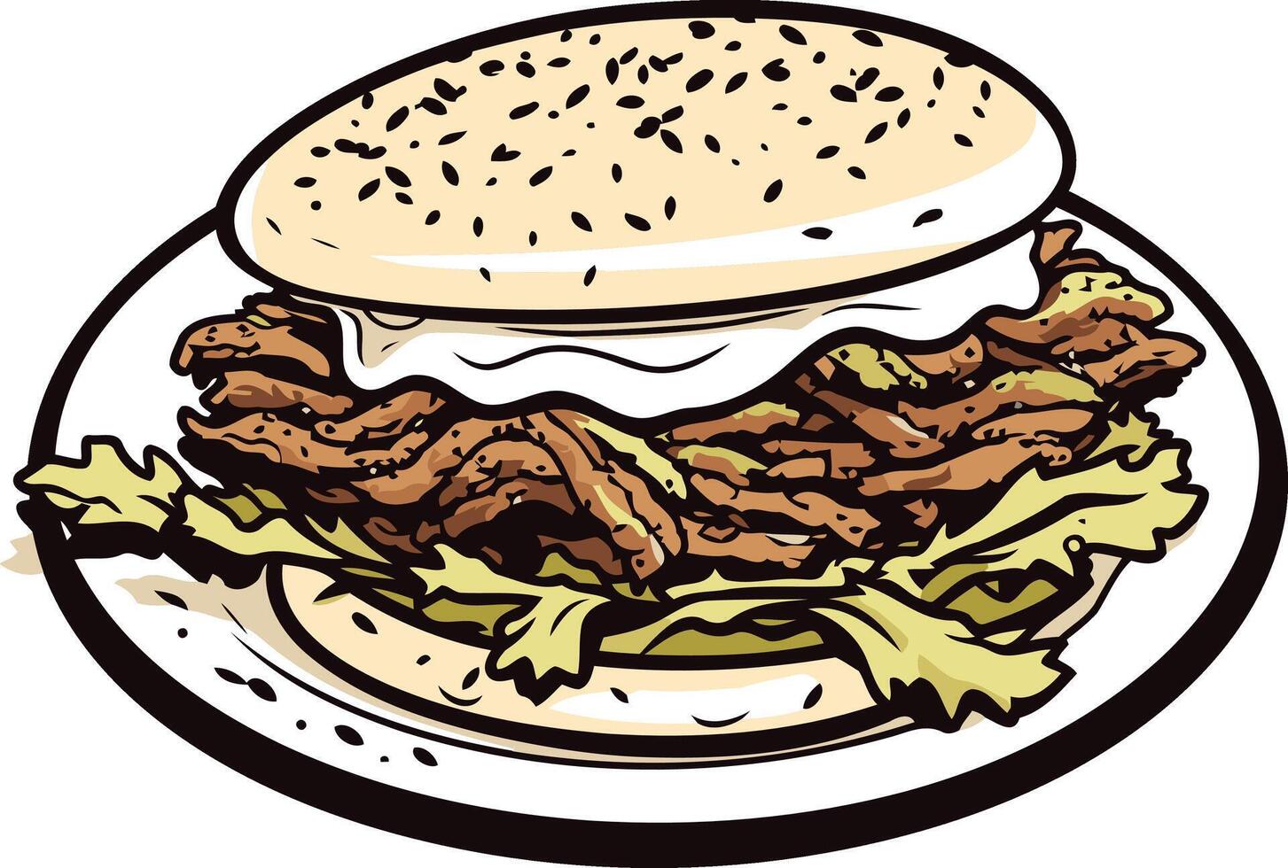 Delicious Sesame Seed Bun with Savory Filling vector