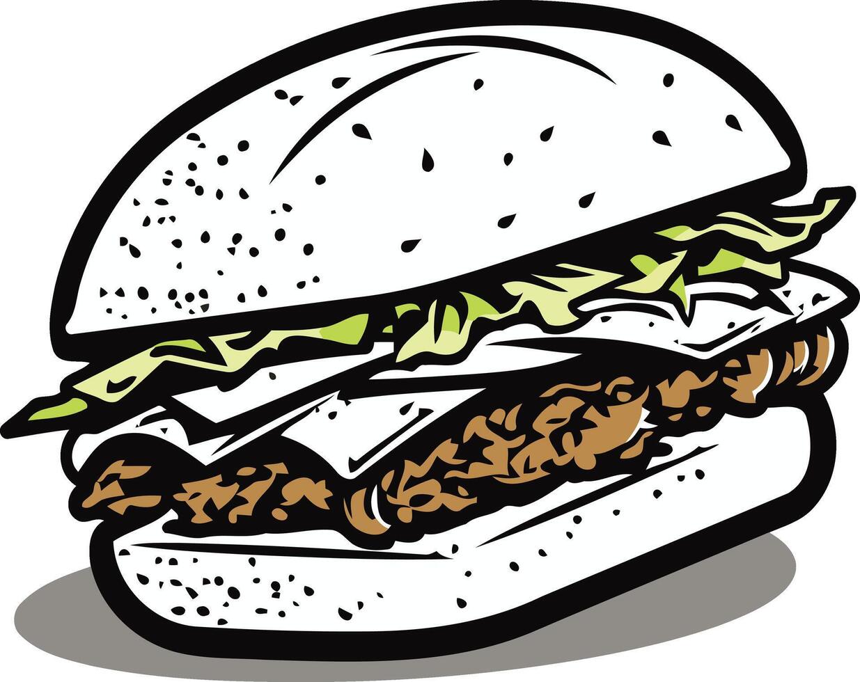 Delicious Burger with Lettuce and Cheese vector