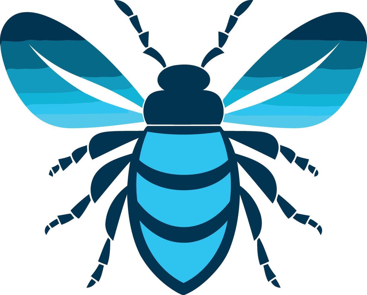 Stylized Blue Bee Illustration vector