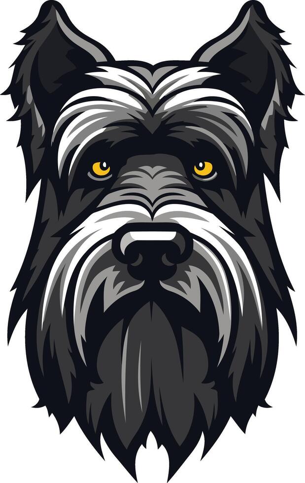 Black and White Portrait of a Giant Schnauzer vector