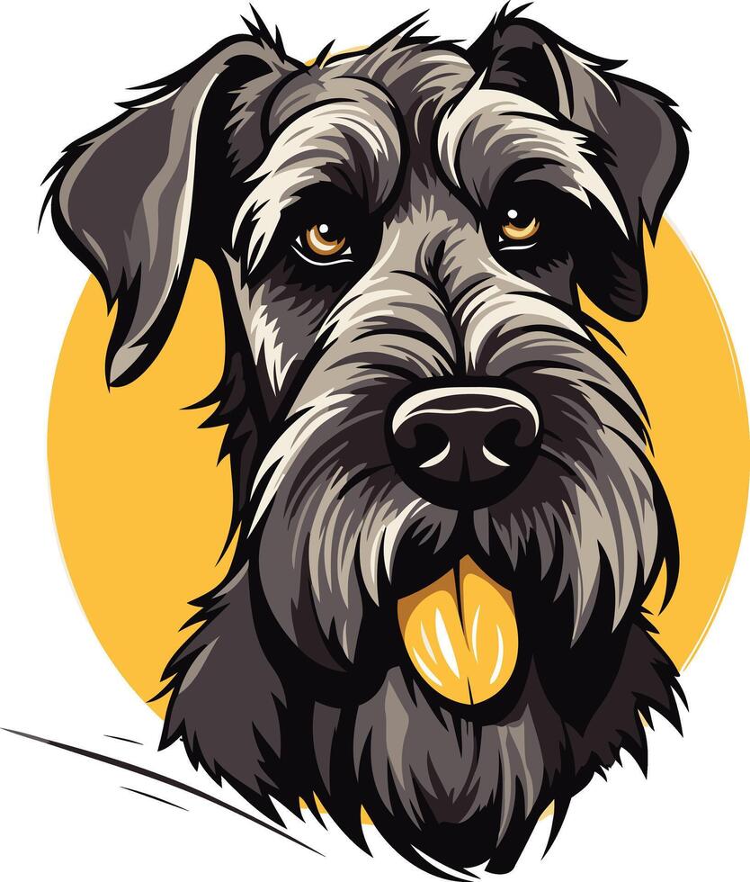 Portrait of a Schnauzer with a Yellow Background vector