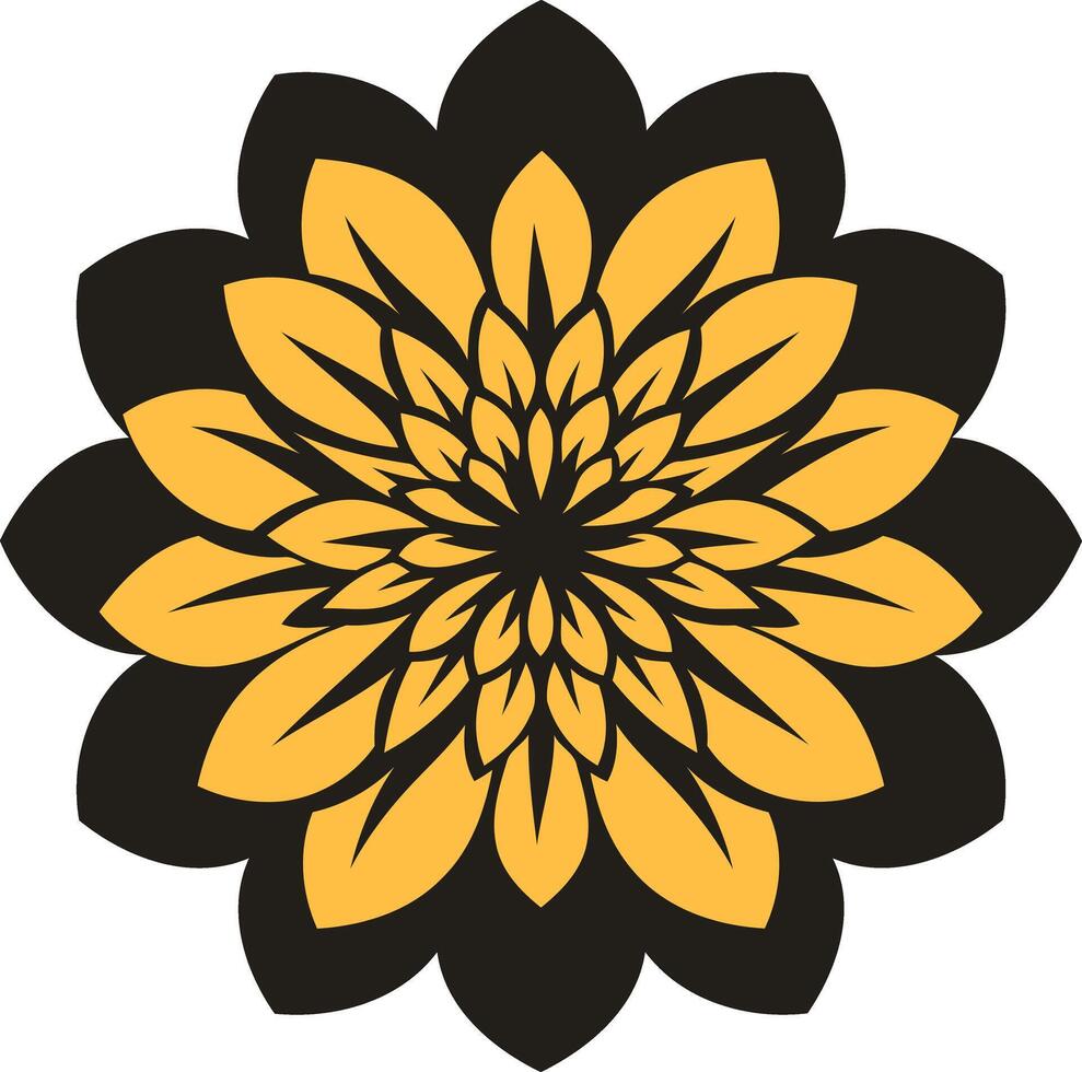 Abstract Yellow Flower on a Black Background vector