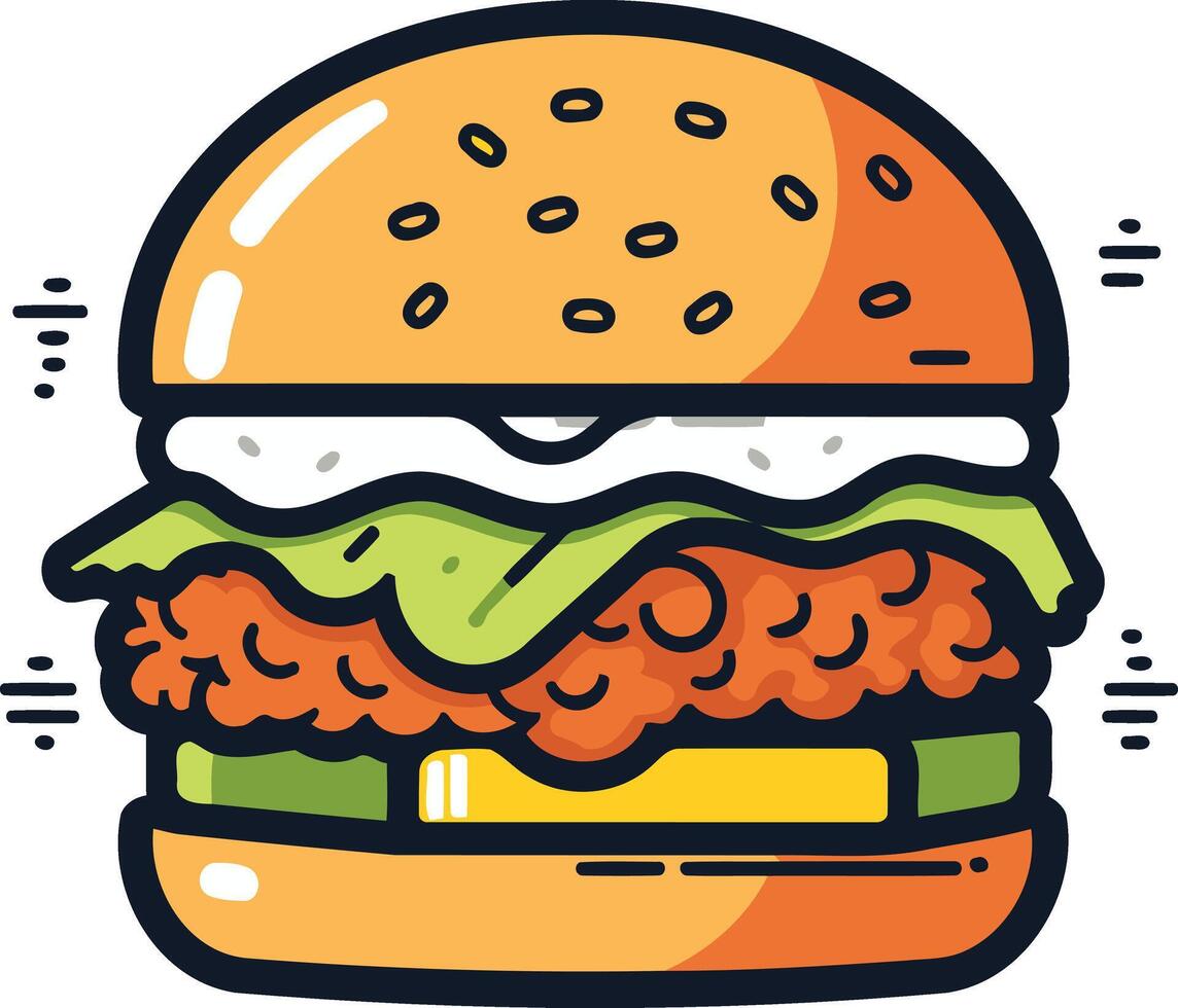 Cartoon Illustration of a Delicious Burger vector