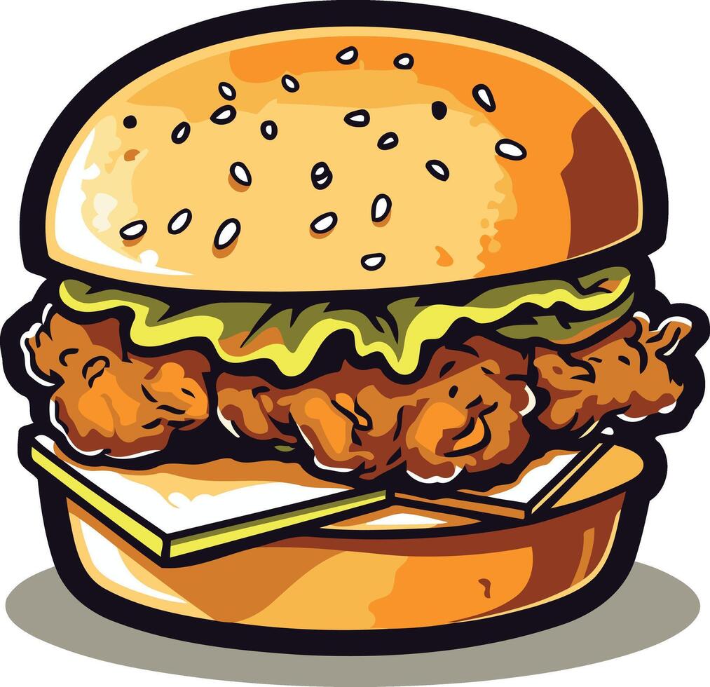 Appetizing Crispy Chicken Burger vector