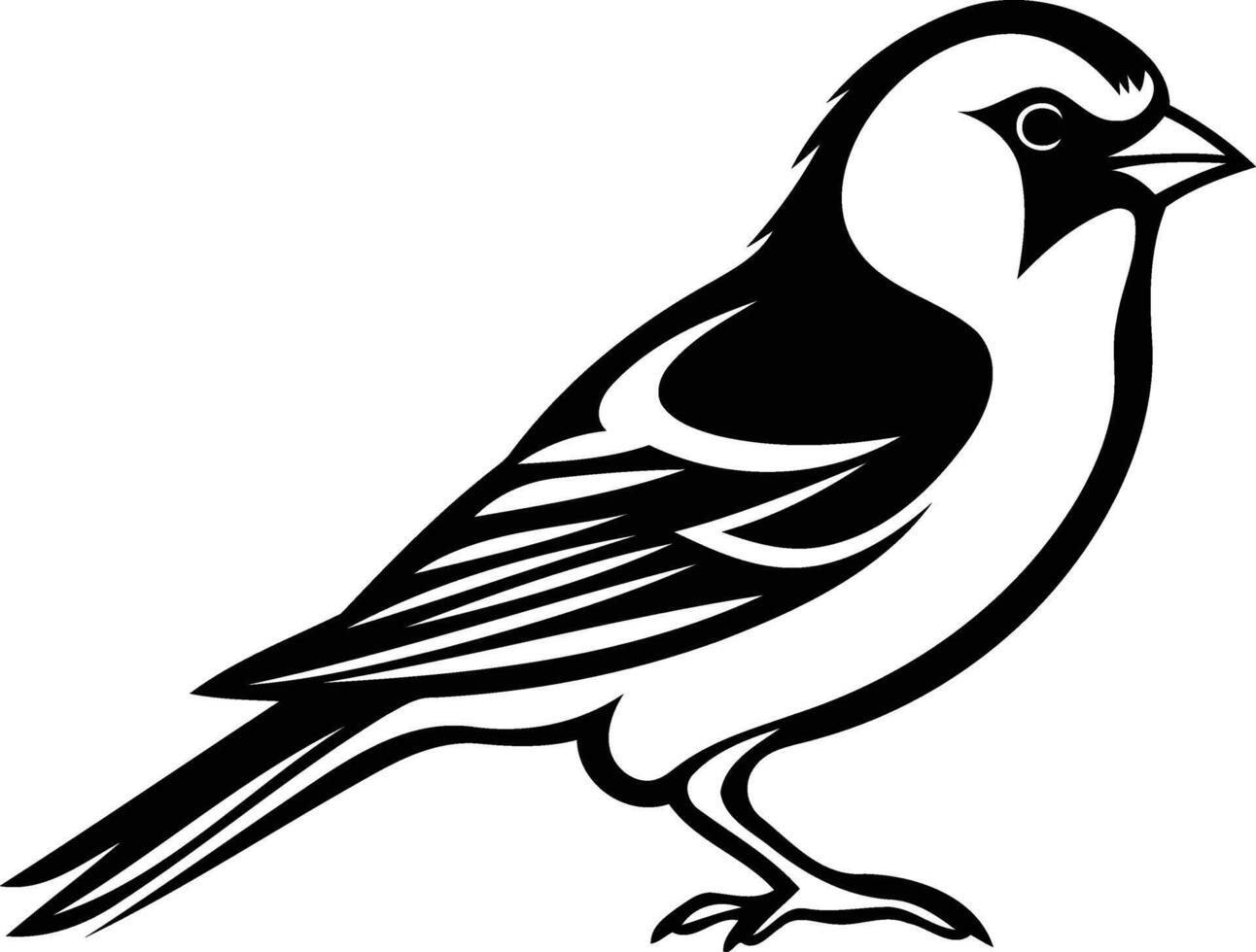A simple, black and white illustration of a bird, perfect for tattoos, branding, or logos vector