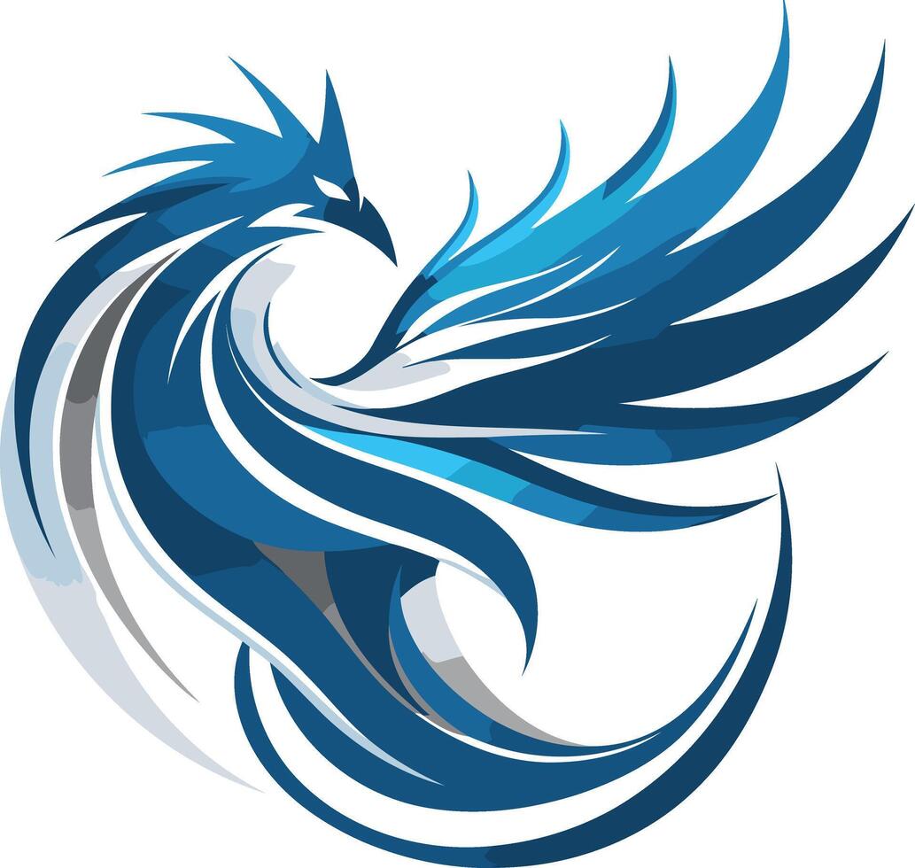 Abstract Blue Phoenix Design vector